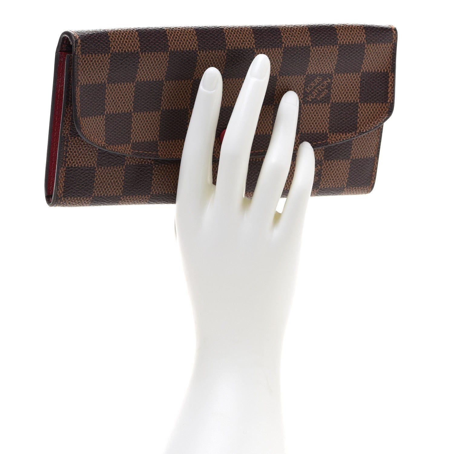 Louis Vuitton Damier Ebene Emilie Wallet Red 2 of 9