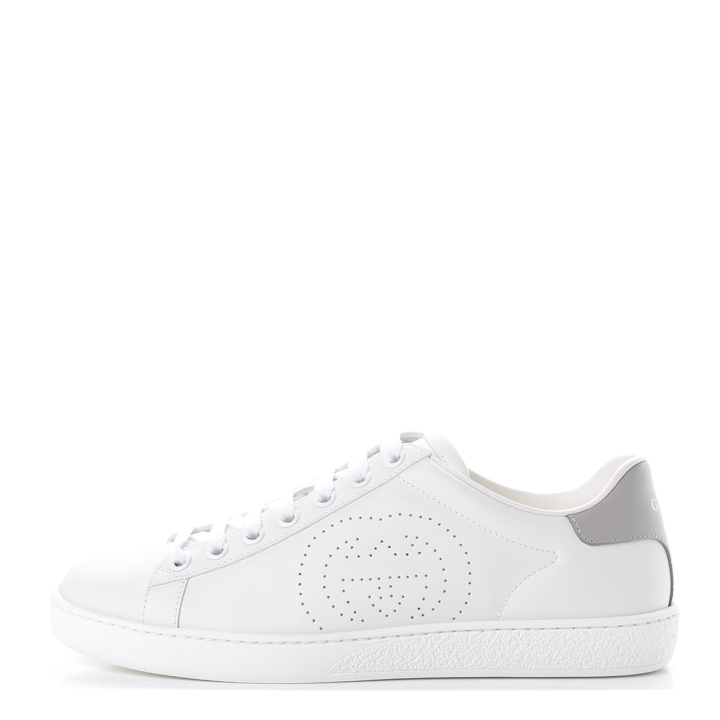 Calfskin Interlocking G Perforated Womens Ace Sneakers 36.5 White Grey Sky