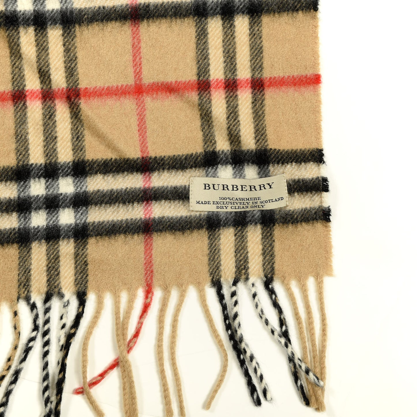 Cashmere House Check Fringe Scarf Camel