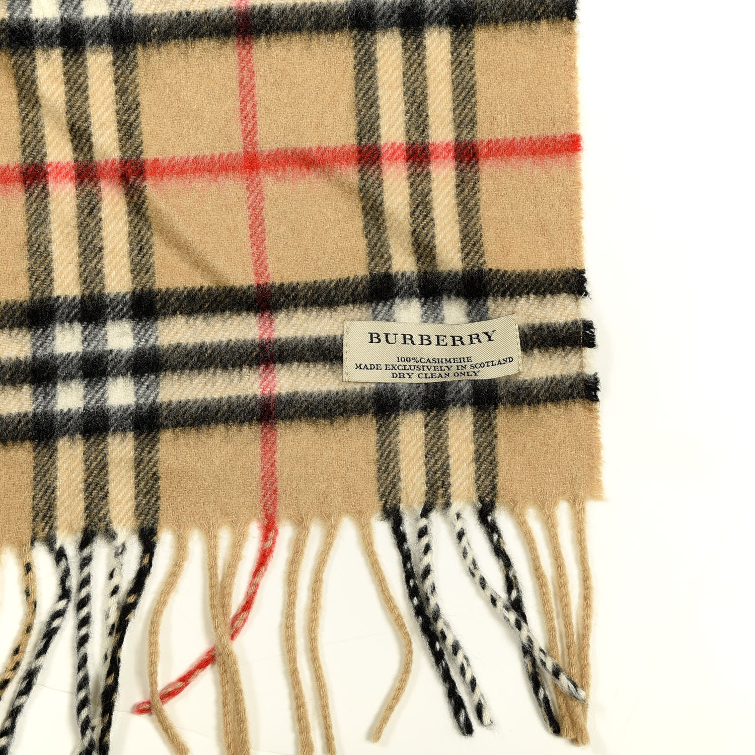 Burberry Cashmere House Check Fringe Scarf Camel 3 of 3