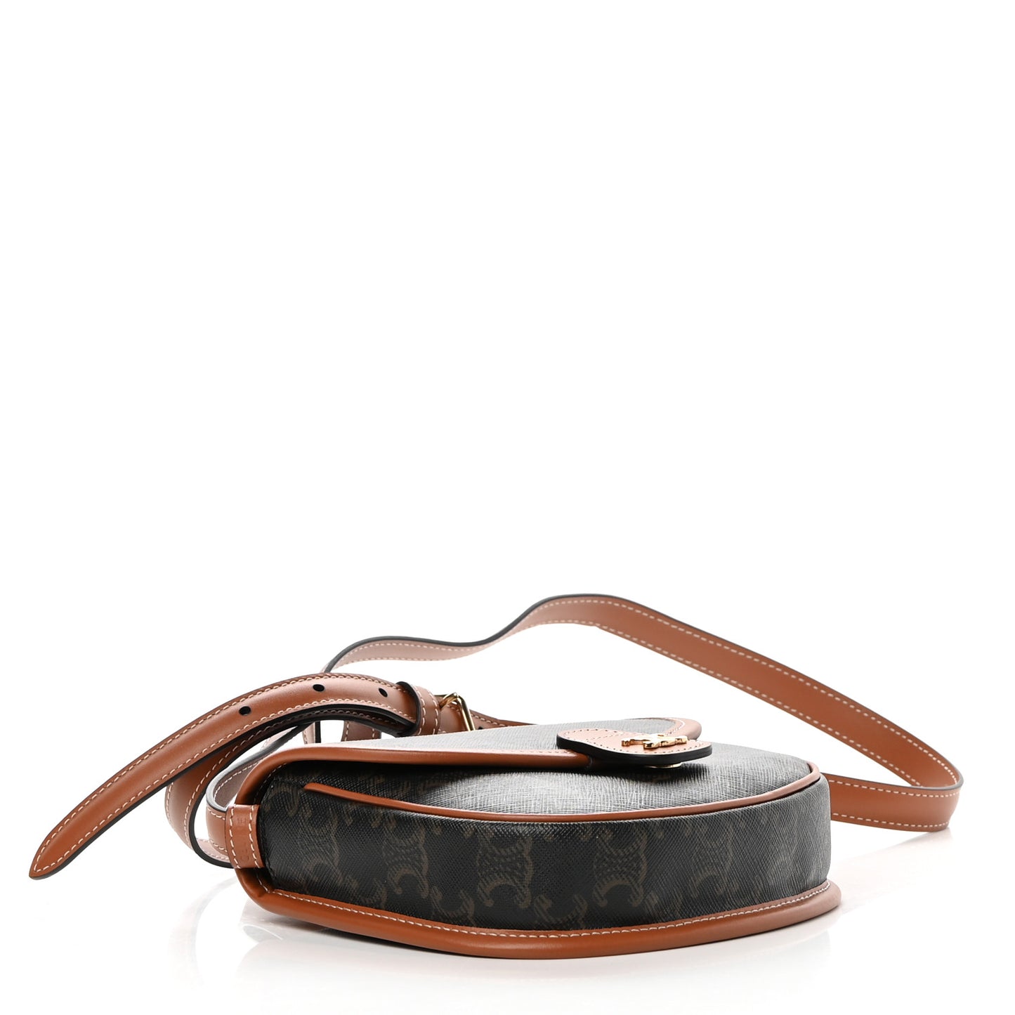 Canvas Calfskin Triomphe Mini Besace Tan