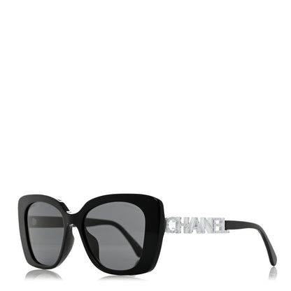 Chanel Acetate Strass Square Sunglasses 5422-B-A Black White 1 of 8