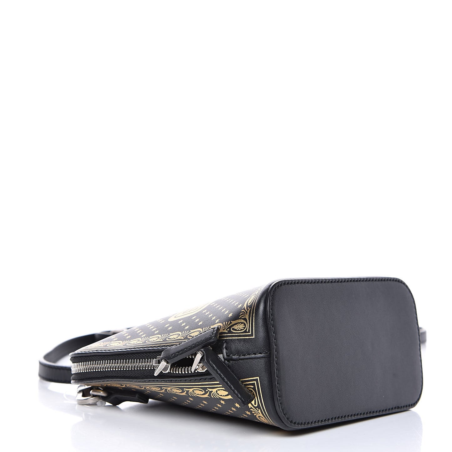 X SEGA Calfskin GUCCY Stars Mini Dome Shoulder Bag Black Gold
