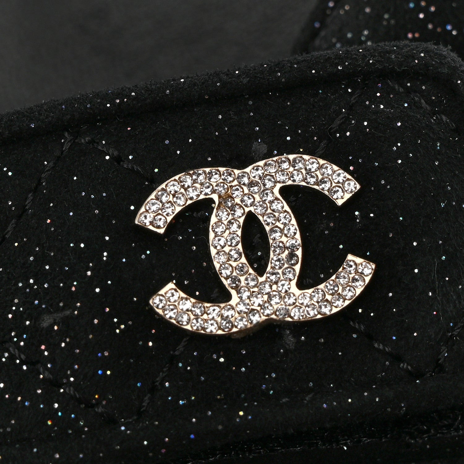 Chanel Suede Kidskin Glitter Crystal Velcro Dad Sandals 39 Black Silver 11 of 18