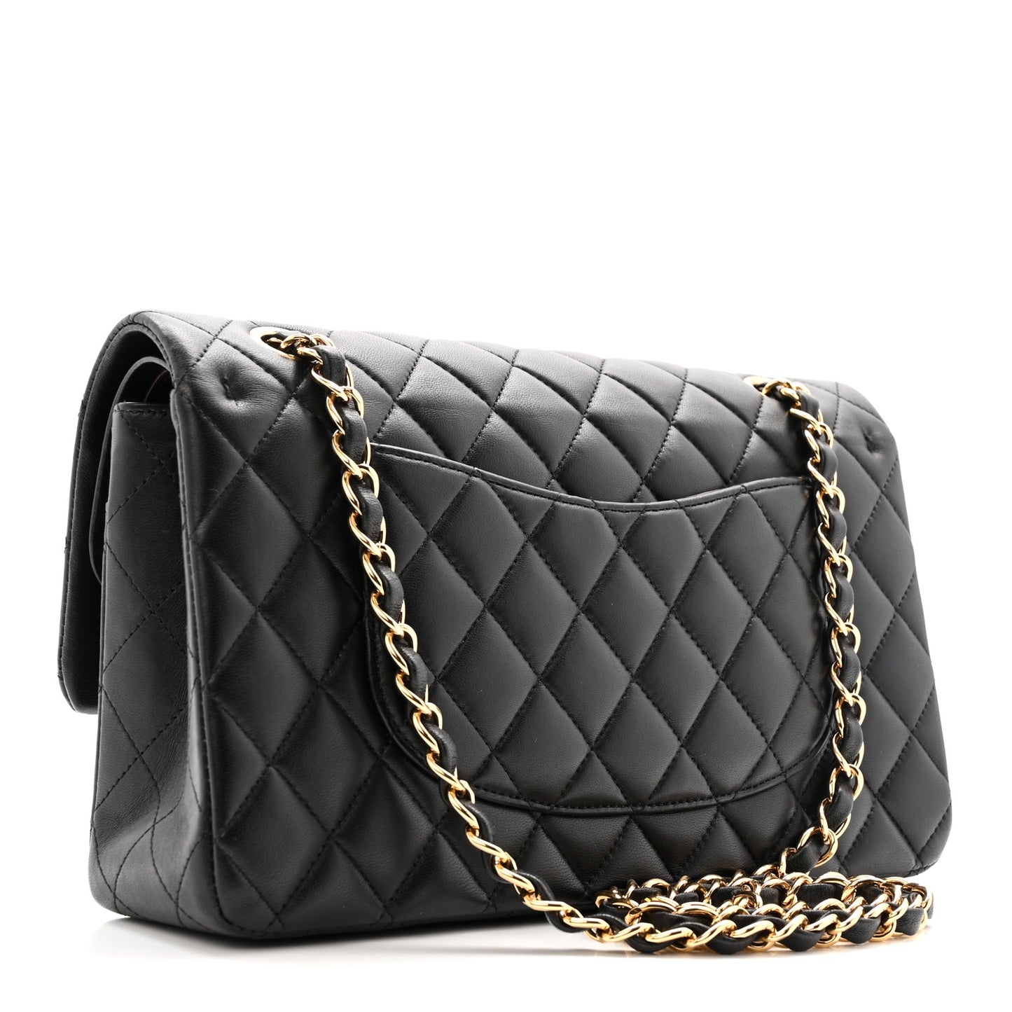 Lambskin Quilted Medium Double Flap Black