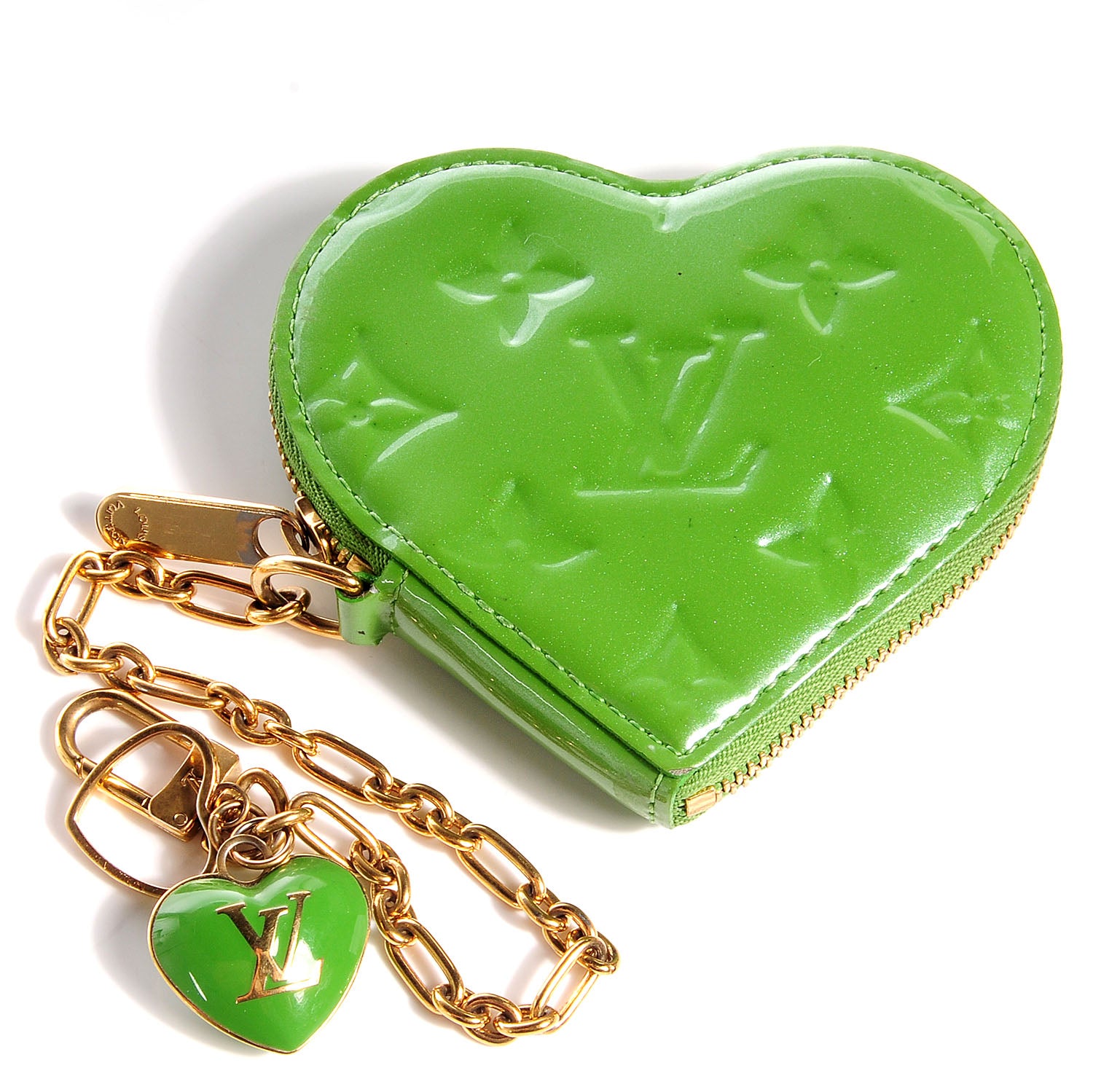 Louis Vuitton Vernis Heart Coin Purse Vert Tonic 1 of 8