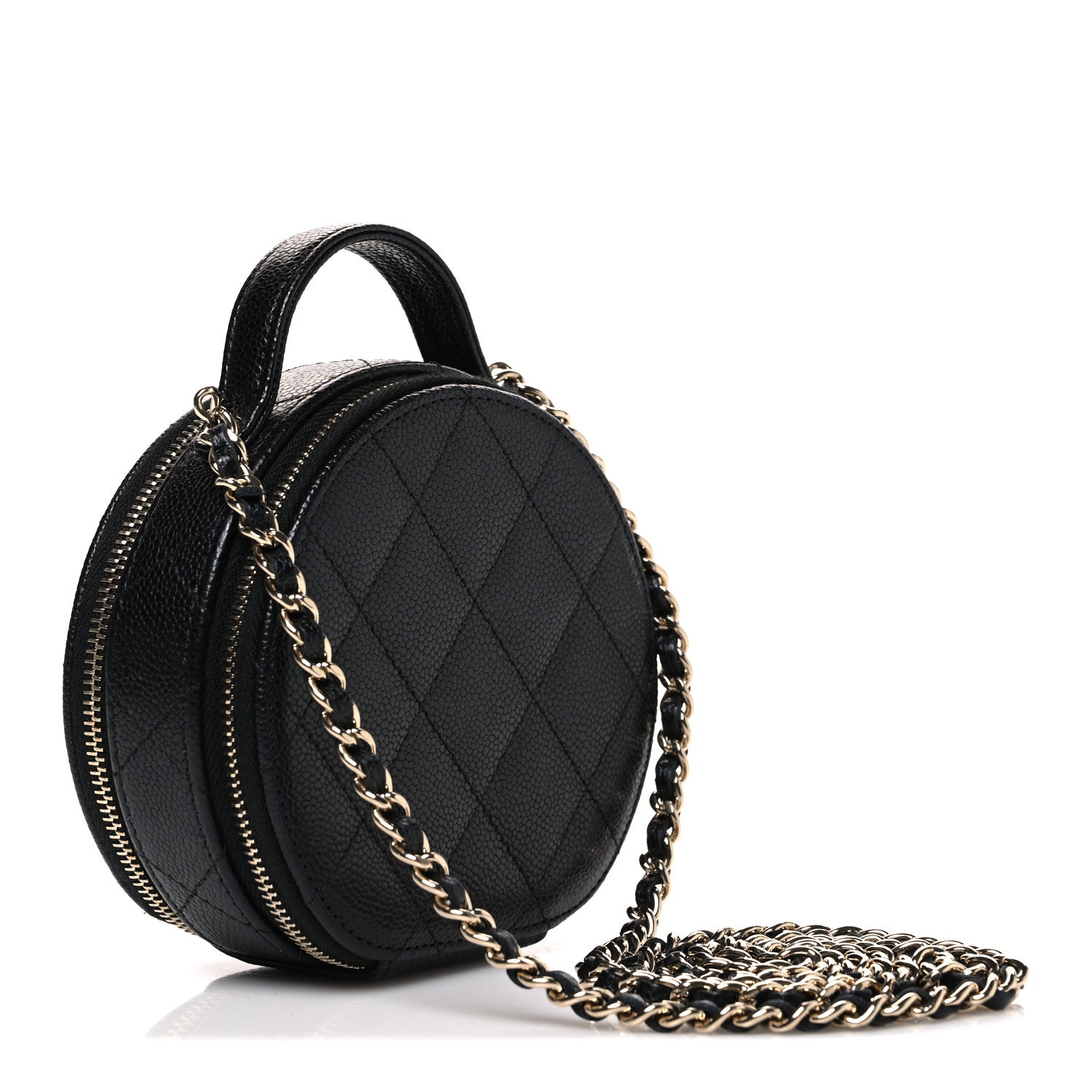 Chanel Caviar Quilted Round Handle With Care Vanity With Chain Black 3 of 10