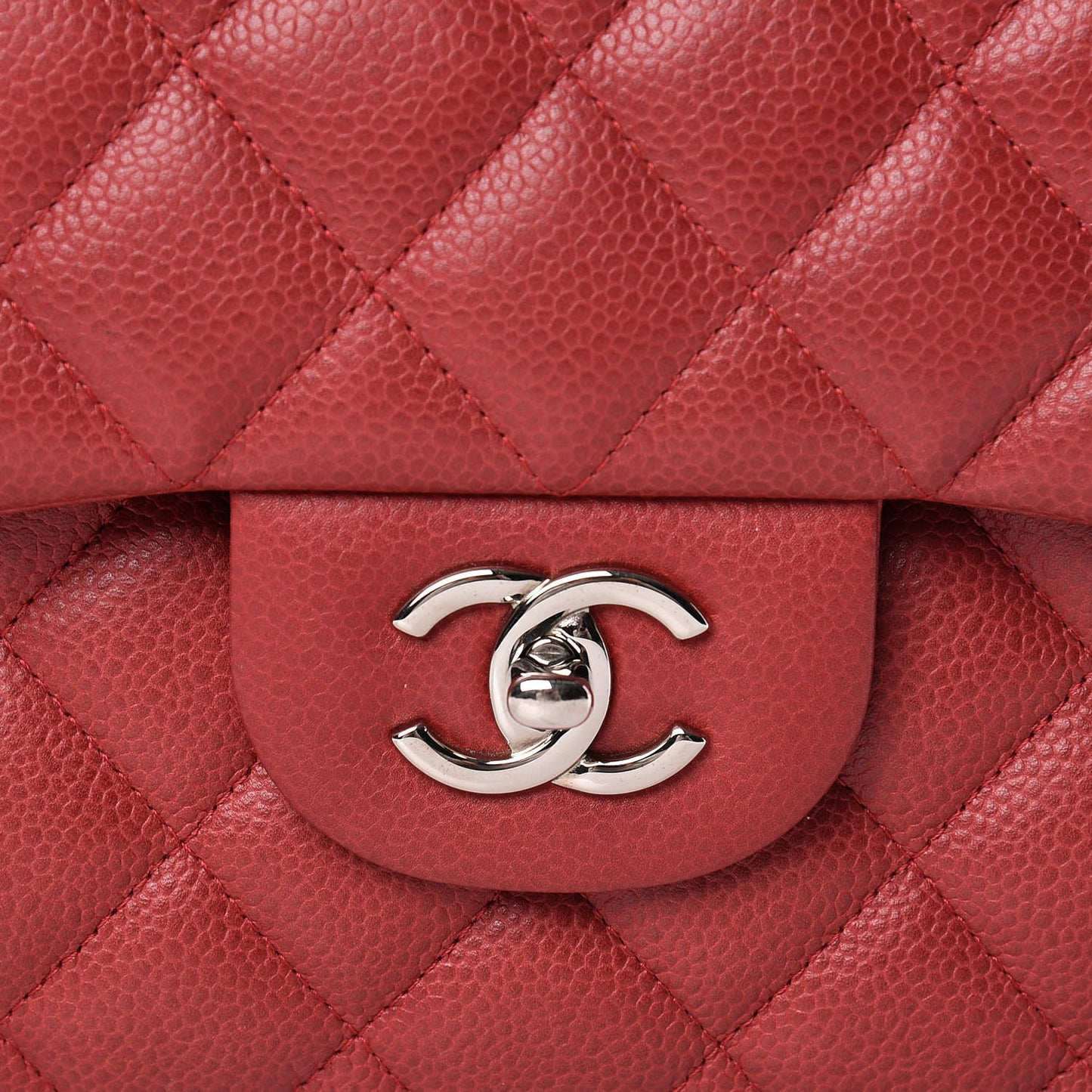 Caviar Quilted Jumbo Double Flap Red