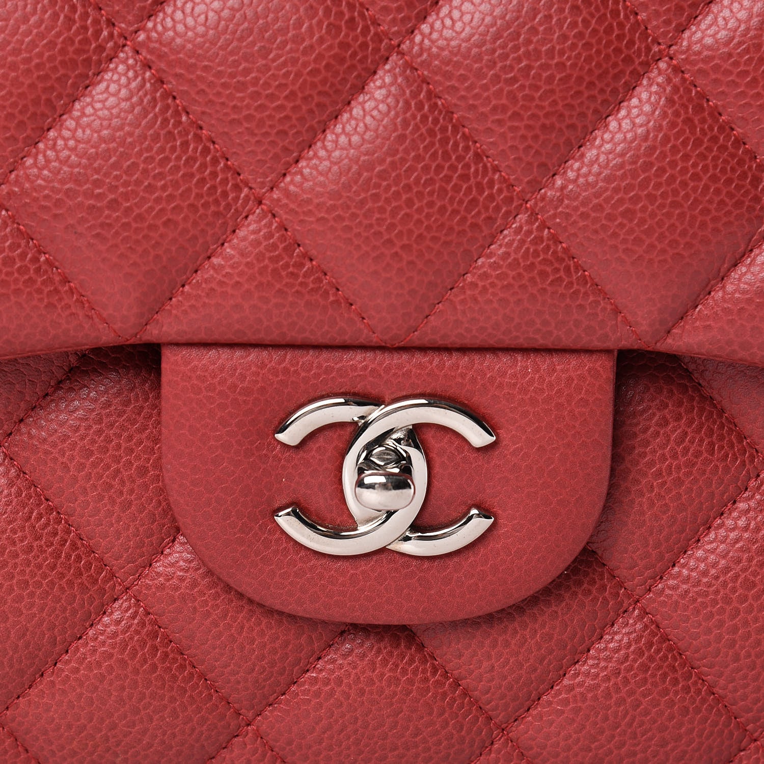 Chanel Caviar Quilted Jumbo Double Flap Red 8 of 18