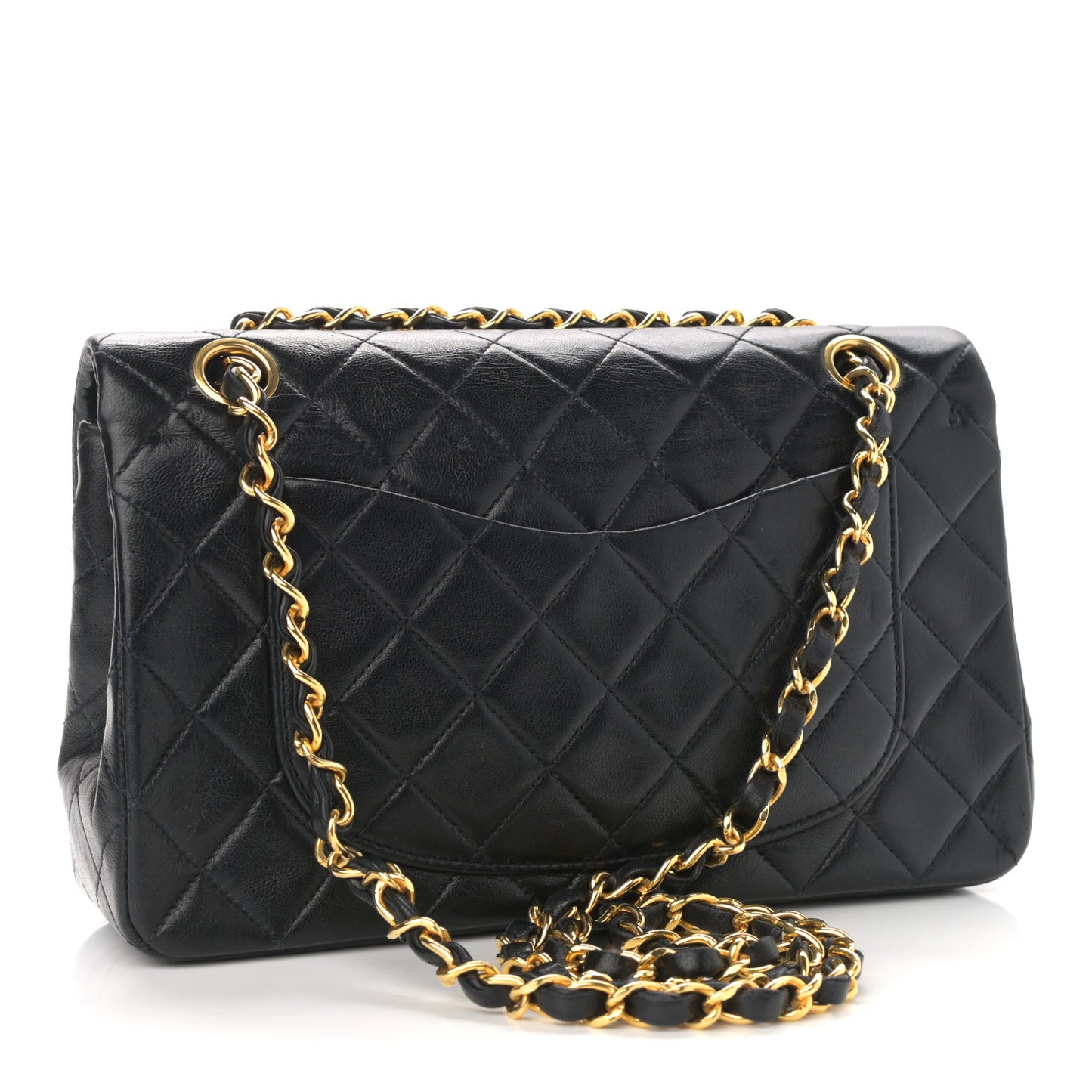 Lambskin Quilted Small Double Flap Black