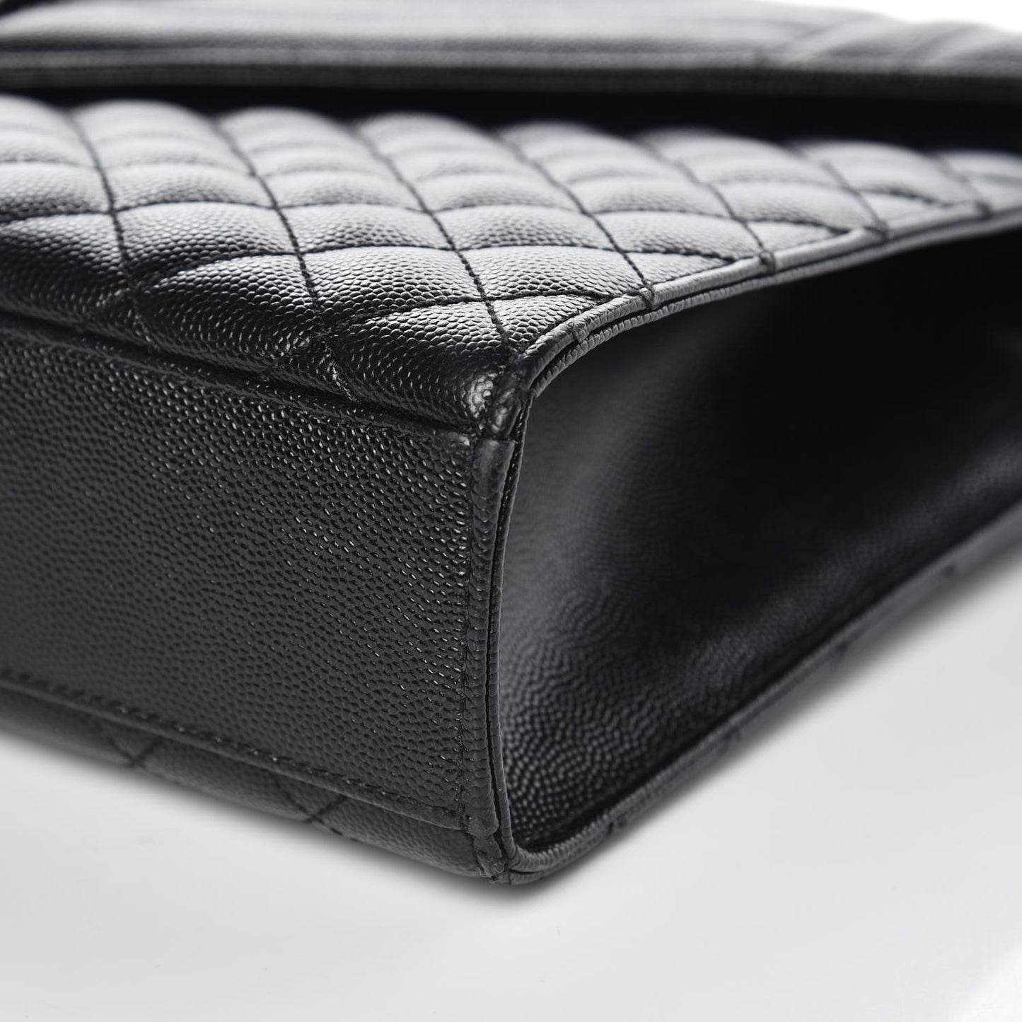 Grain De Poudre Textured Mixed Matelasse Large Triquilt Monogram Monochrome Satchel Black