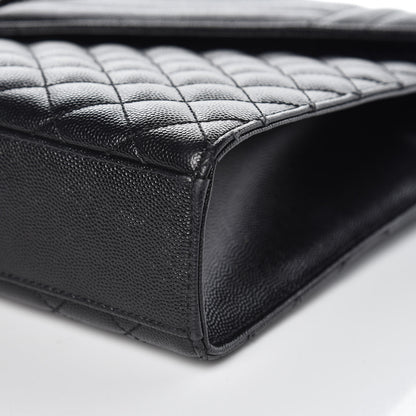 Saint Laurent Grain De Poudre Textured Mixed Matelasse Large Triquilt Monogram Monochrome Satchel Black 10 of 14