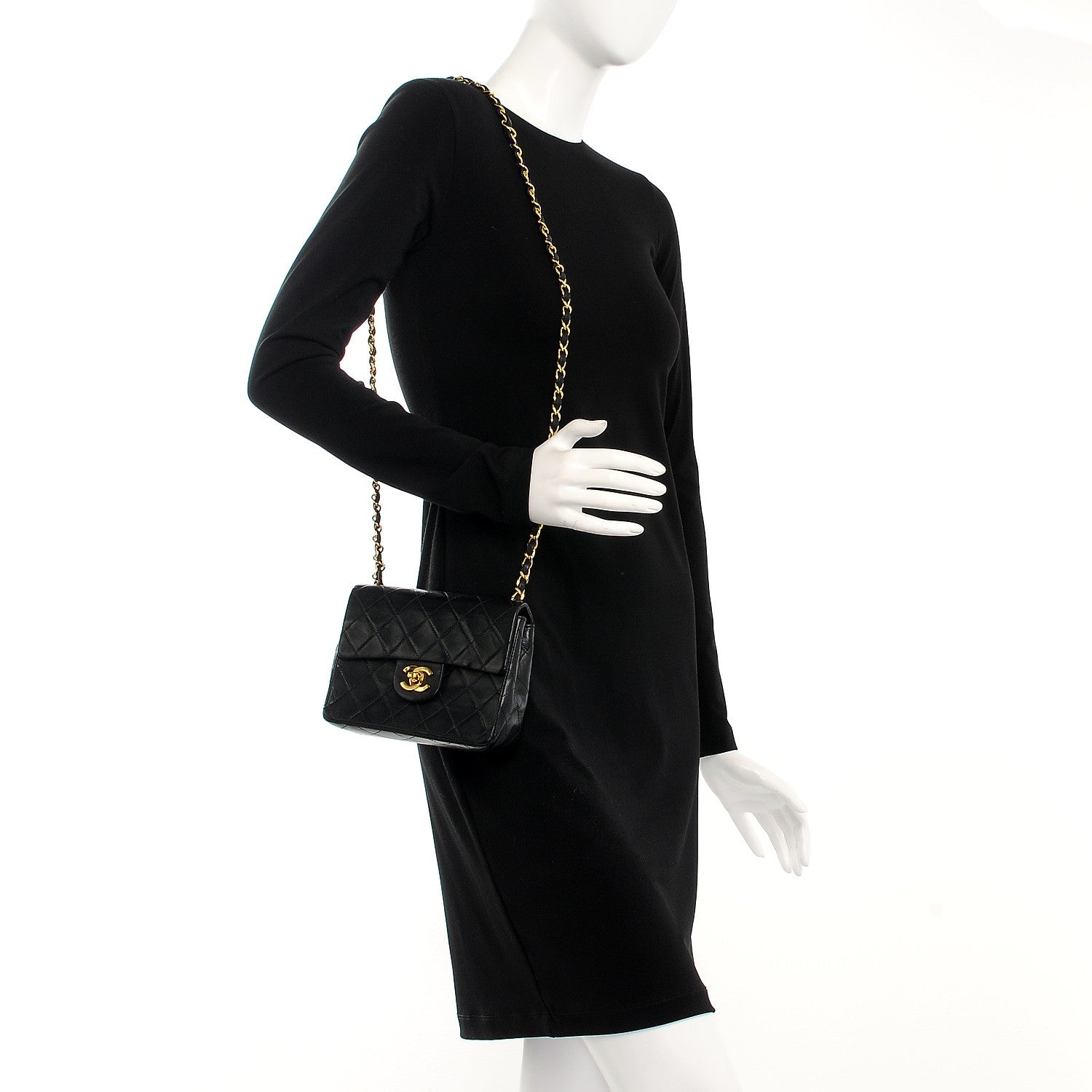 Chanel Lambskin Quilted Mini Square Flap Black 2 of 8