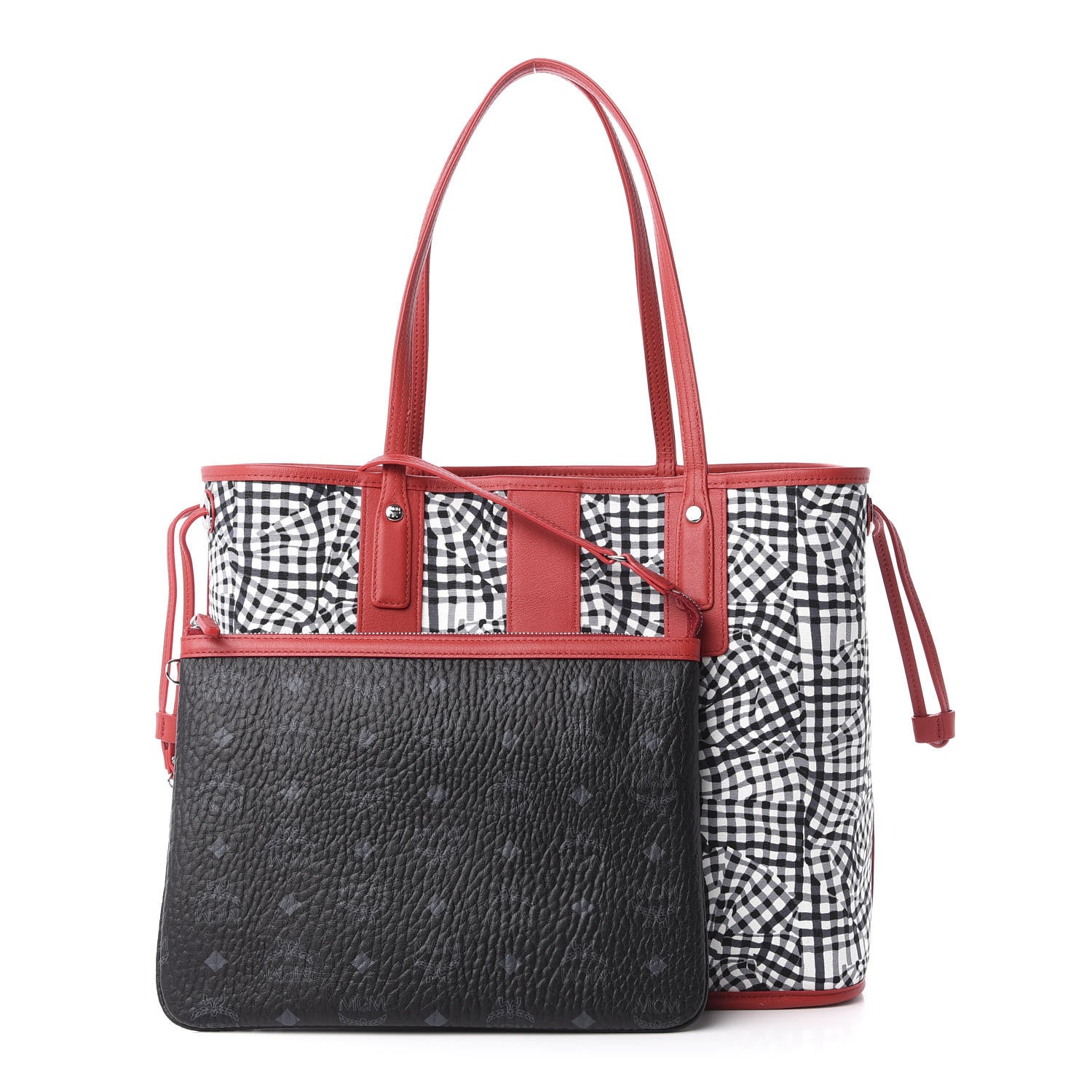 MCM Visetos Medium Liz Reversible Shopper Tote Black Red 12 of 19