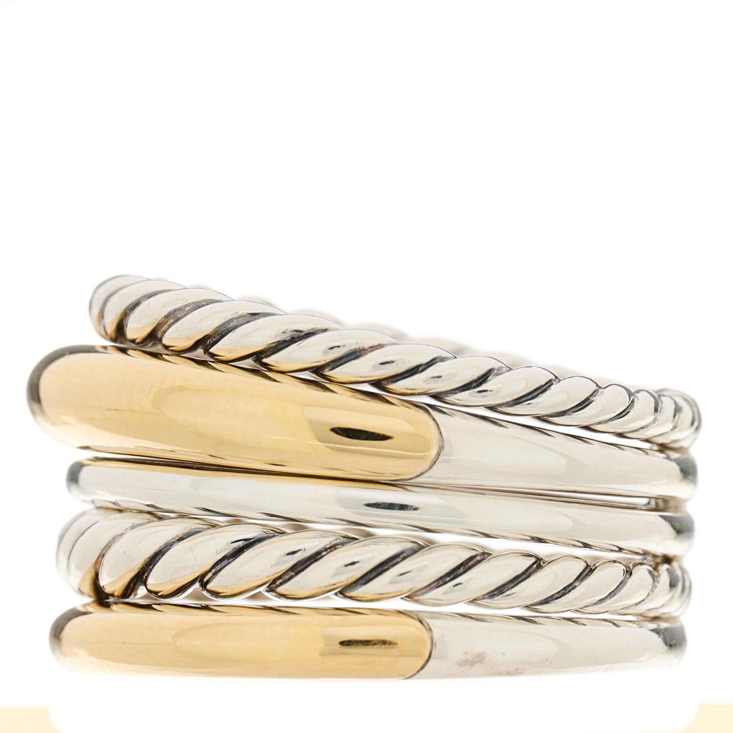 David Yurman Sterling Silver 18K Yellow Gold Wide Pure Form Ring 54 6.75 3 of 5