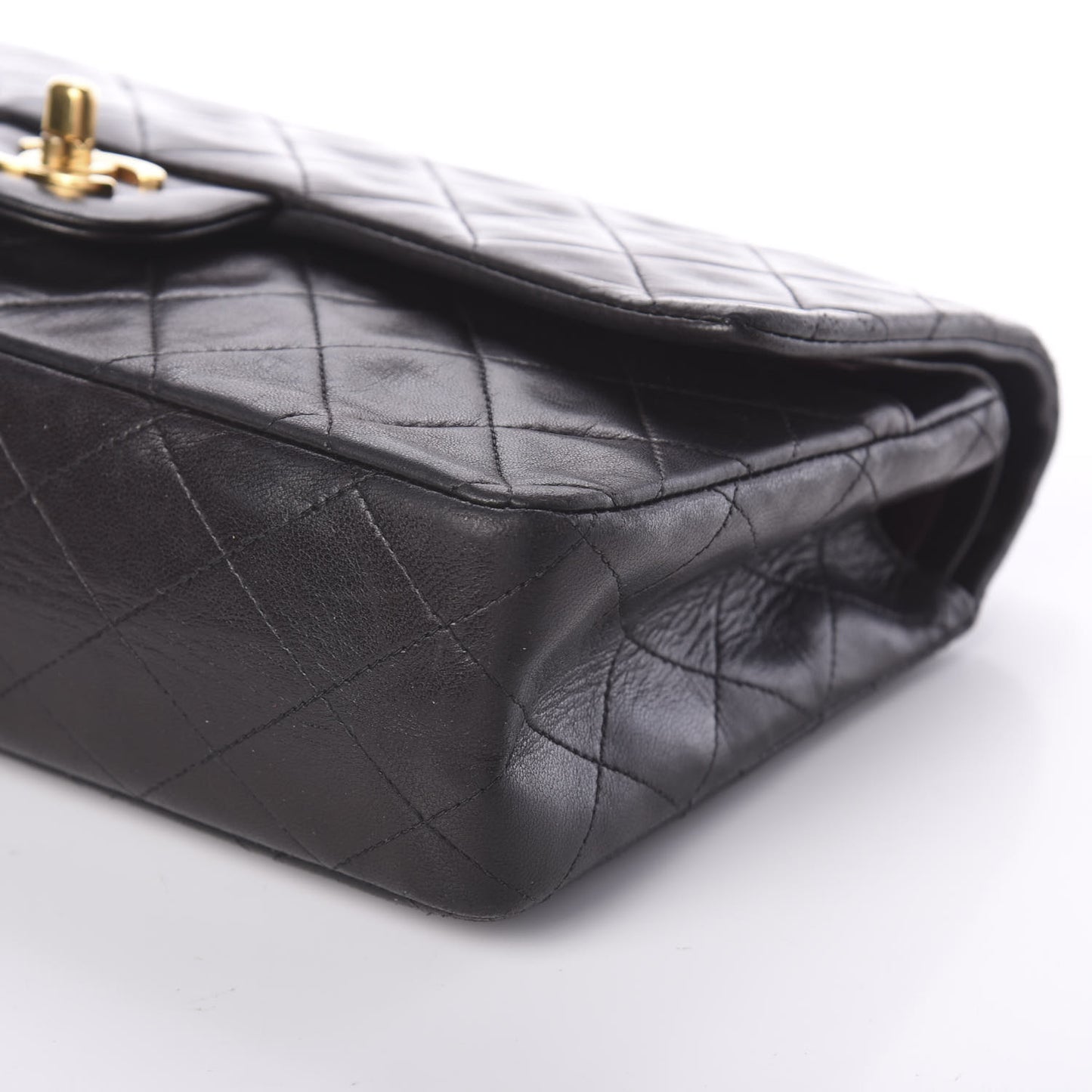 Lambskin Quilted Medium Double Flap Black