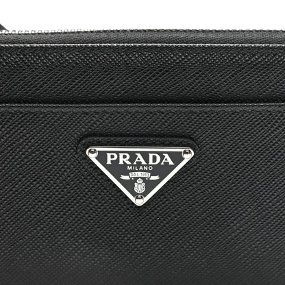 Prada Saffiano Triangle Zip Around Keychain Black 7 of 8
