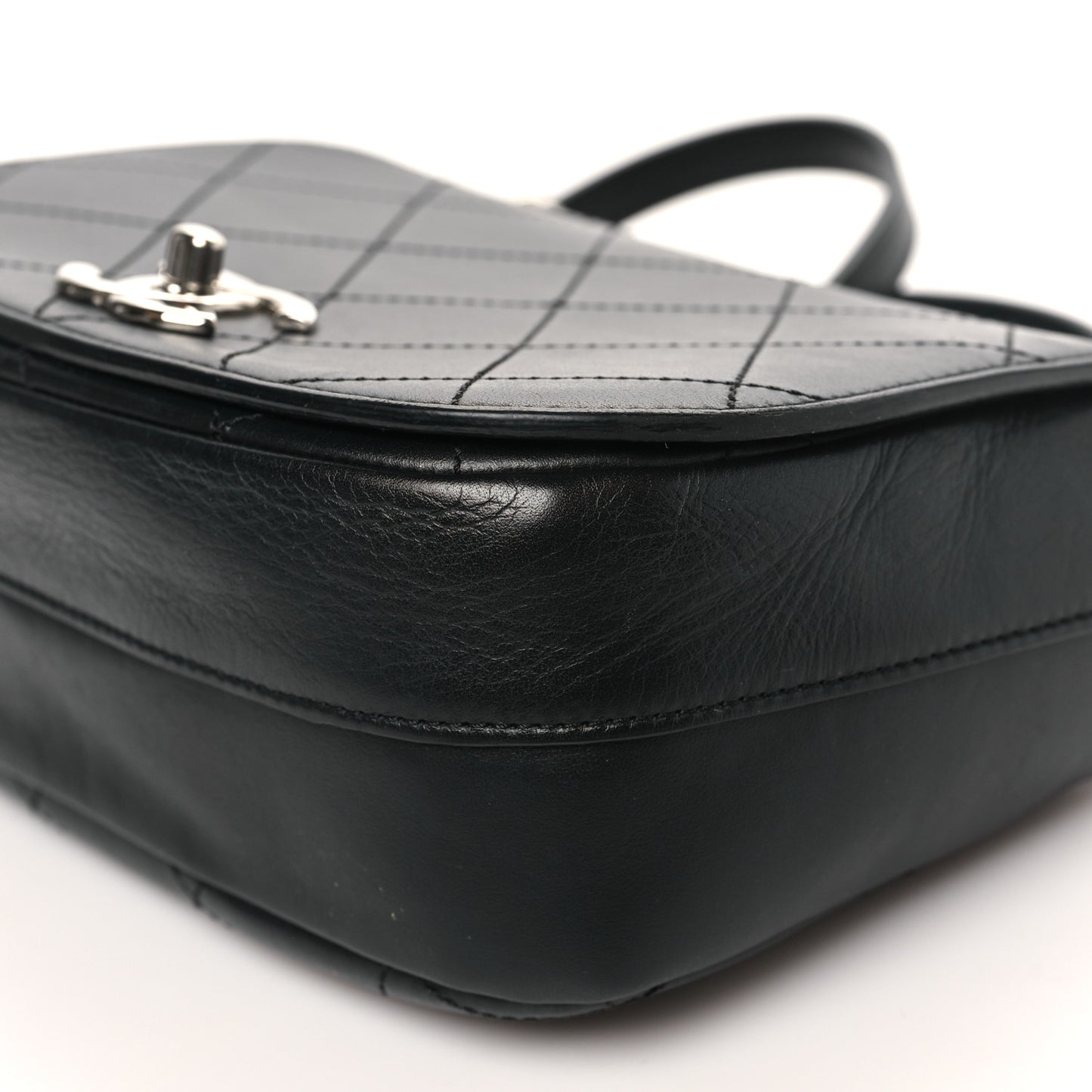 Calfskin Stitched Small Ring My Bag Flap Crossbody Bag Black