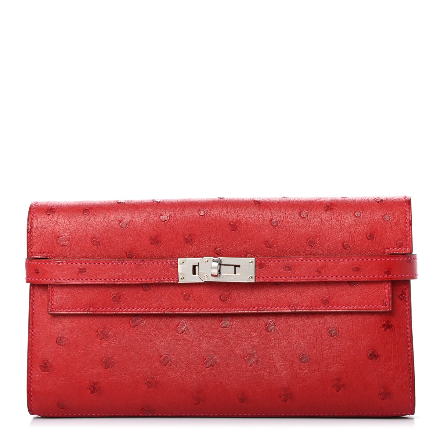 Ostrich Kelly Longue Wallet Rouge Vif