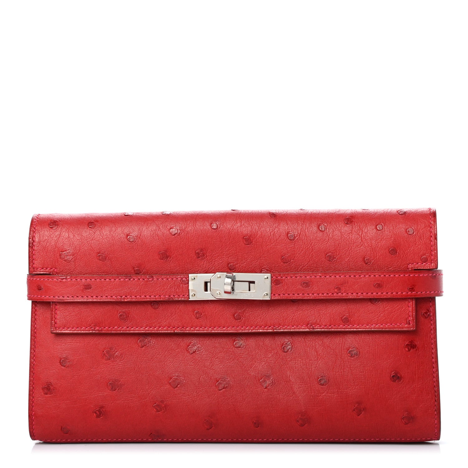 Hermes Ostrich Kelly Longue Wallet Rouge Vif 1 of 7