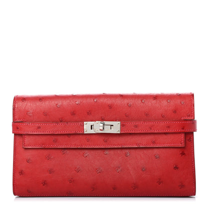 Hermes Ostrich Kelly Longue Wallet Rouge Vif 1 of 7