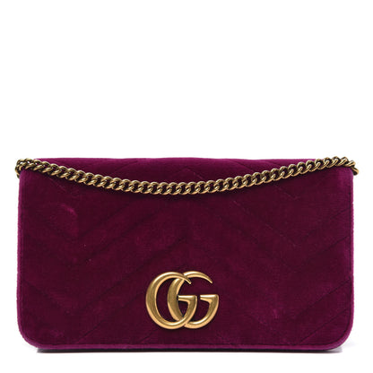 Gucci Velvet Matelasse GG Marmont Mini Bag Fuchsia Violet Cyclamen 1 of 14