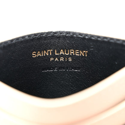 Saint Laurent Grain De Poudre Matelasse Chevron Monogram Credit Card Case Nude Powder 6 of 8