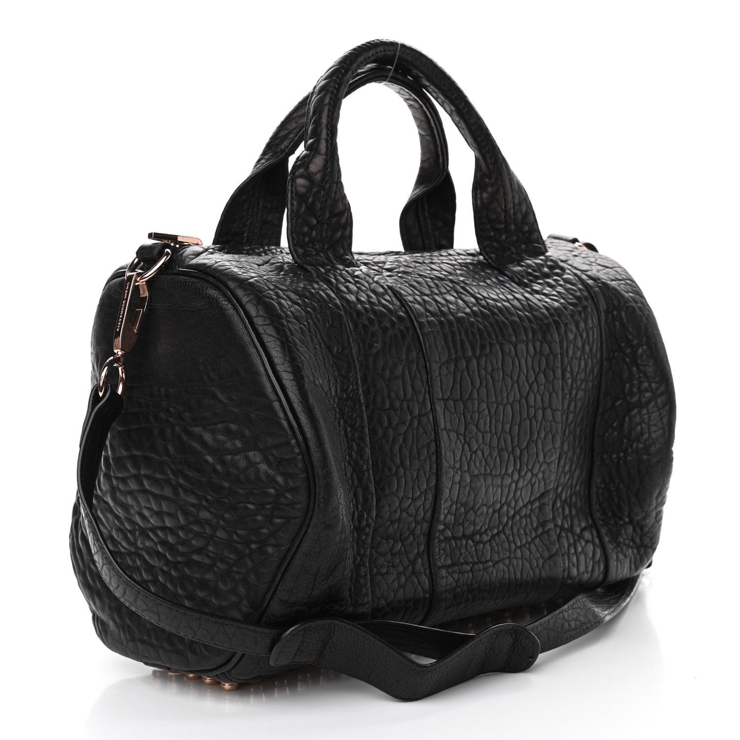 Pebbled Lambskin Rocco Black Rose Gold Hardware
