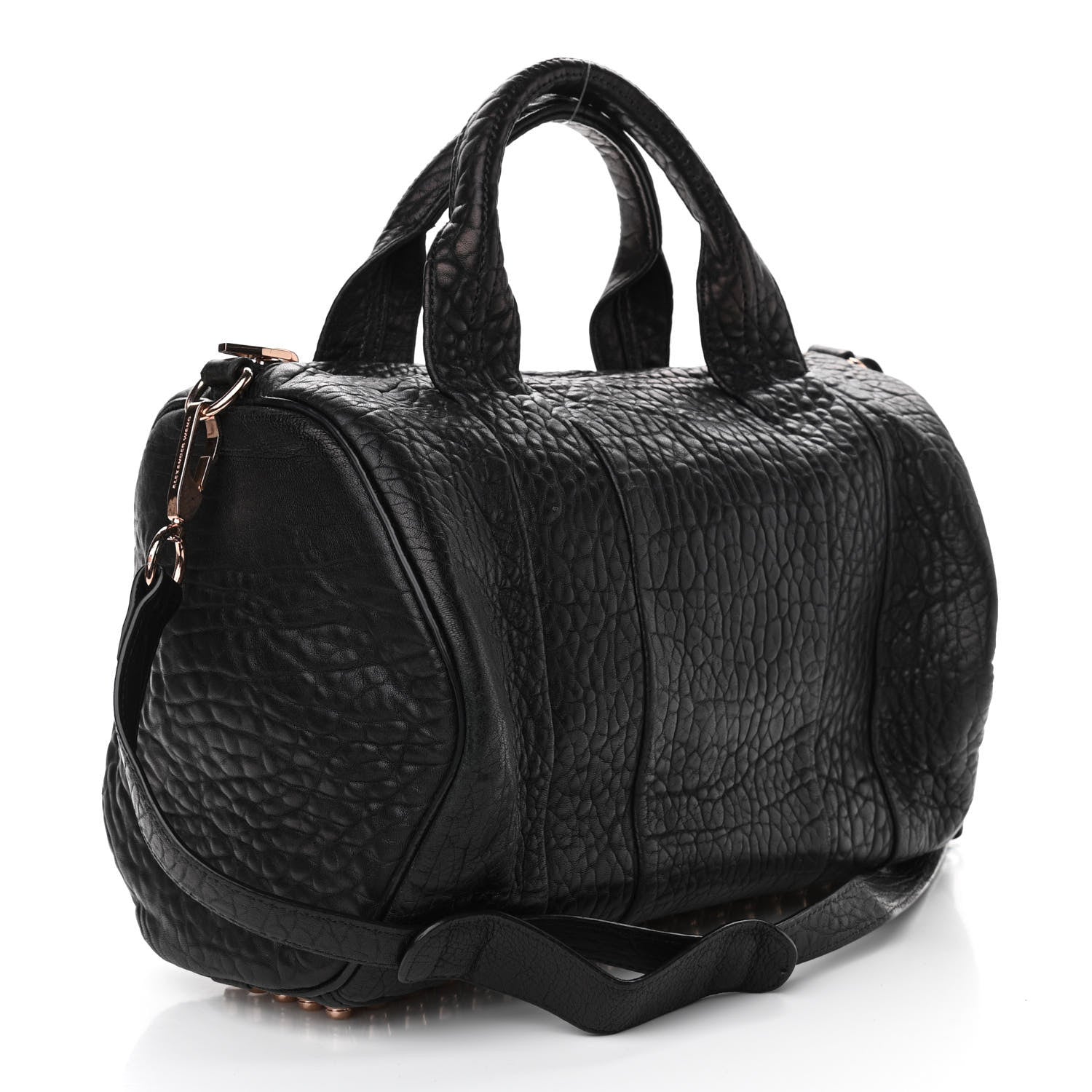 Alexander Wang Pebbled Lambskin Rocco Black Rose Gold Hardware 3 of 11
