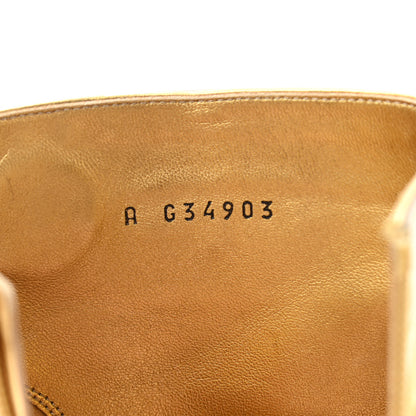 Chanel Calfskin Crocodile Embossed Cap Toe Ankle Boots 37 Gold 8 of 15