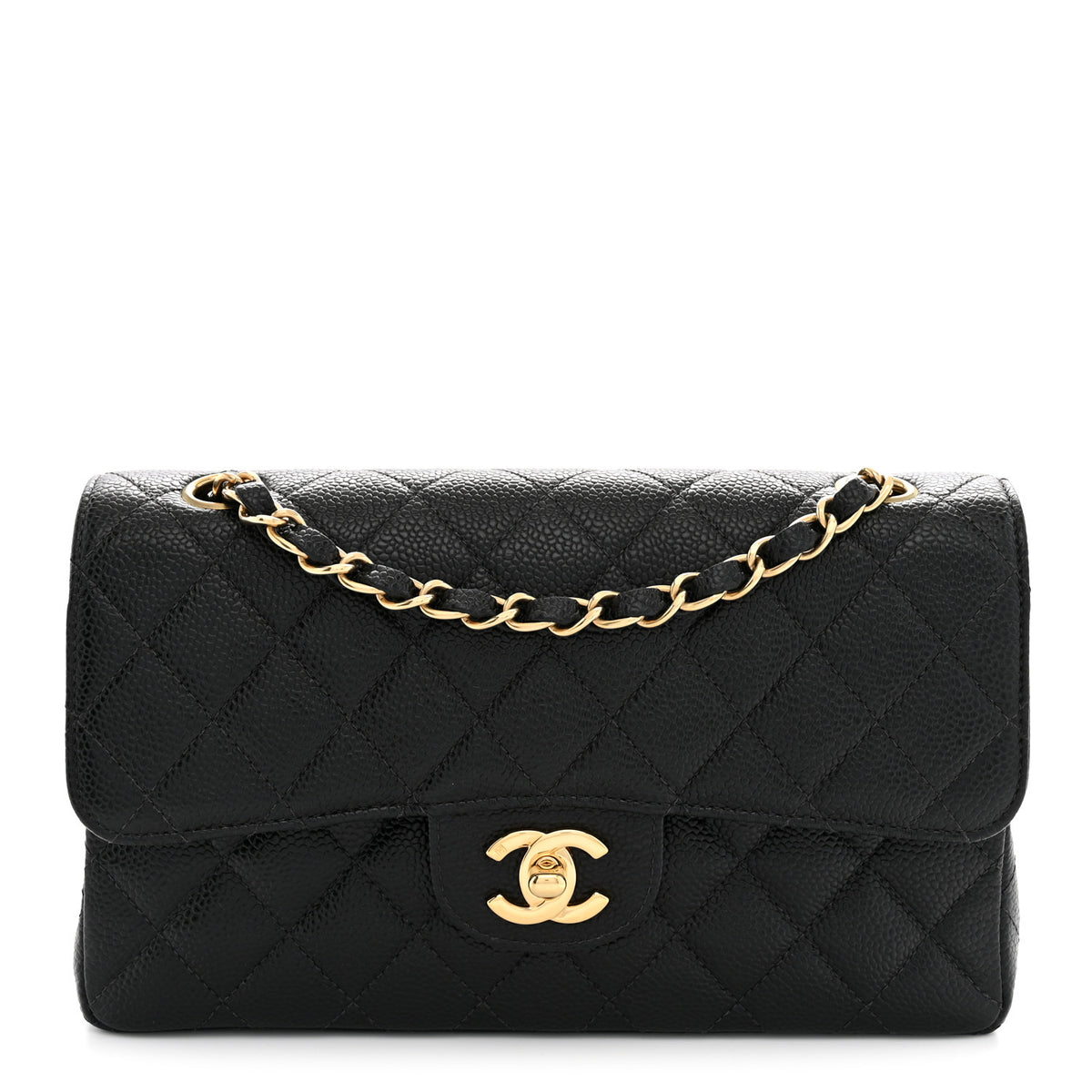 Caviar Quilted Small Double Flap Black