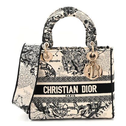 Christian Dior Canvas Embroidered Zodiac Toile De Jouy Medium Lady D-Lite Latte 1 of 10