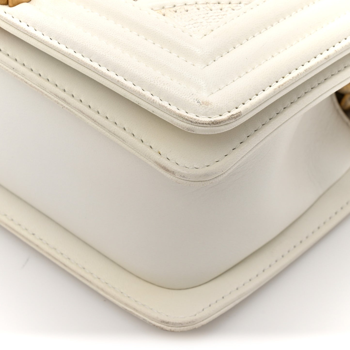 Lizard Chevron Small Boy Flap White Gold