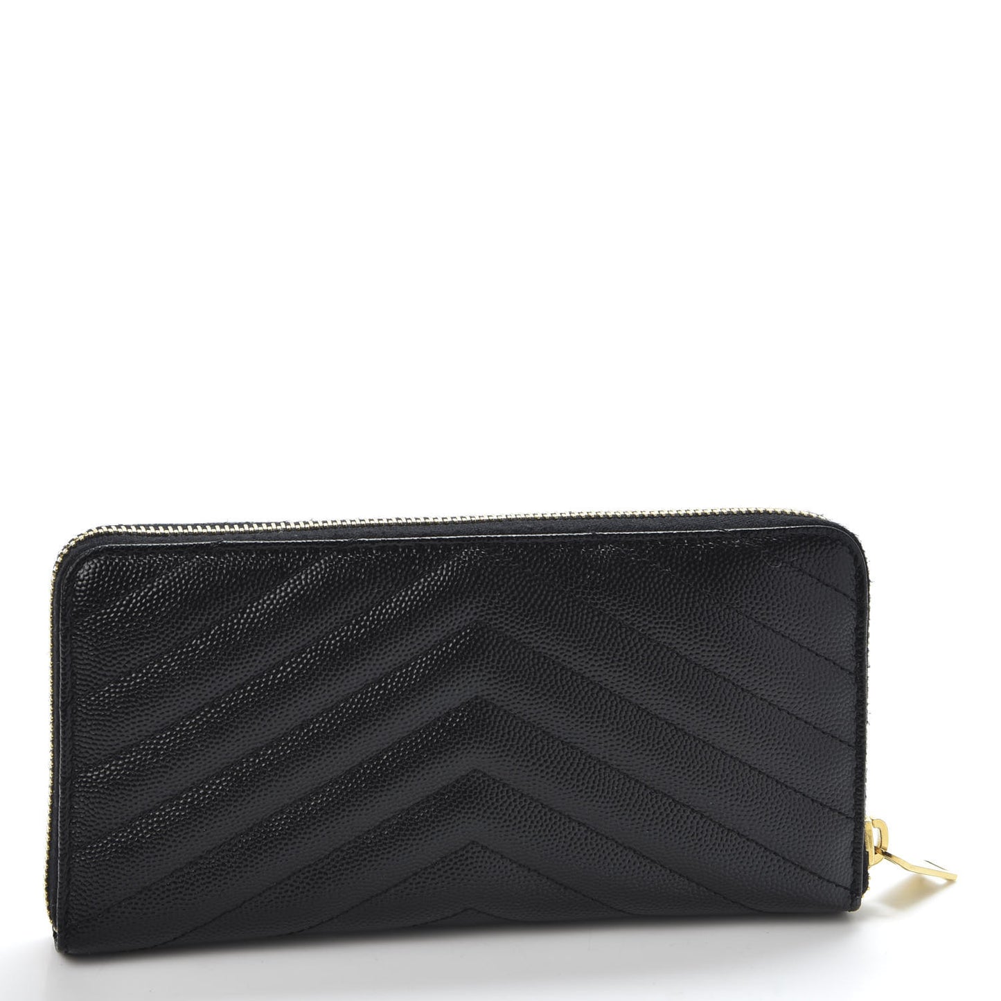 Grain De Poudre Matelasse Chevron Monogram Zip Around Wallet Black