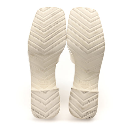Gucci Rubber Gucci Logo Womens Platform 20/60mm Slide Sandals 40 Mystic White 6 of 8