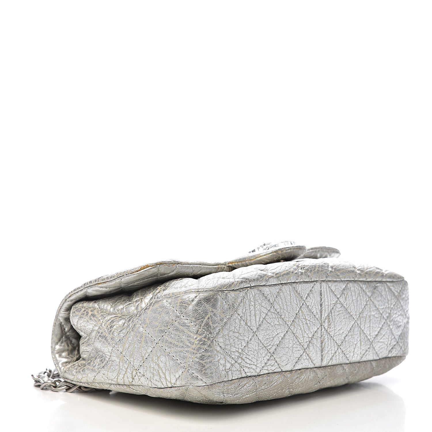 Chanel Calfskin Mirror CC Crackled Flap Silver 4 of 12