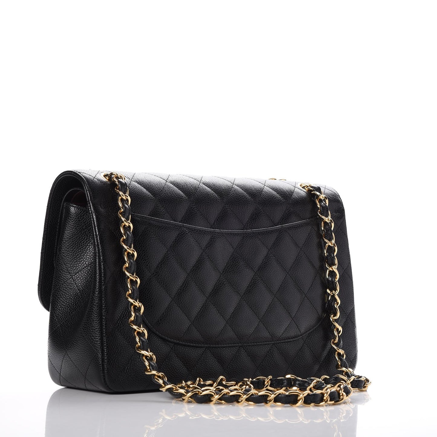 Caviar Quilted Jumbo Double Flap Black