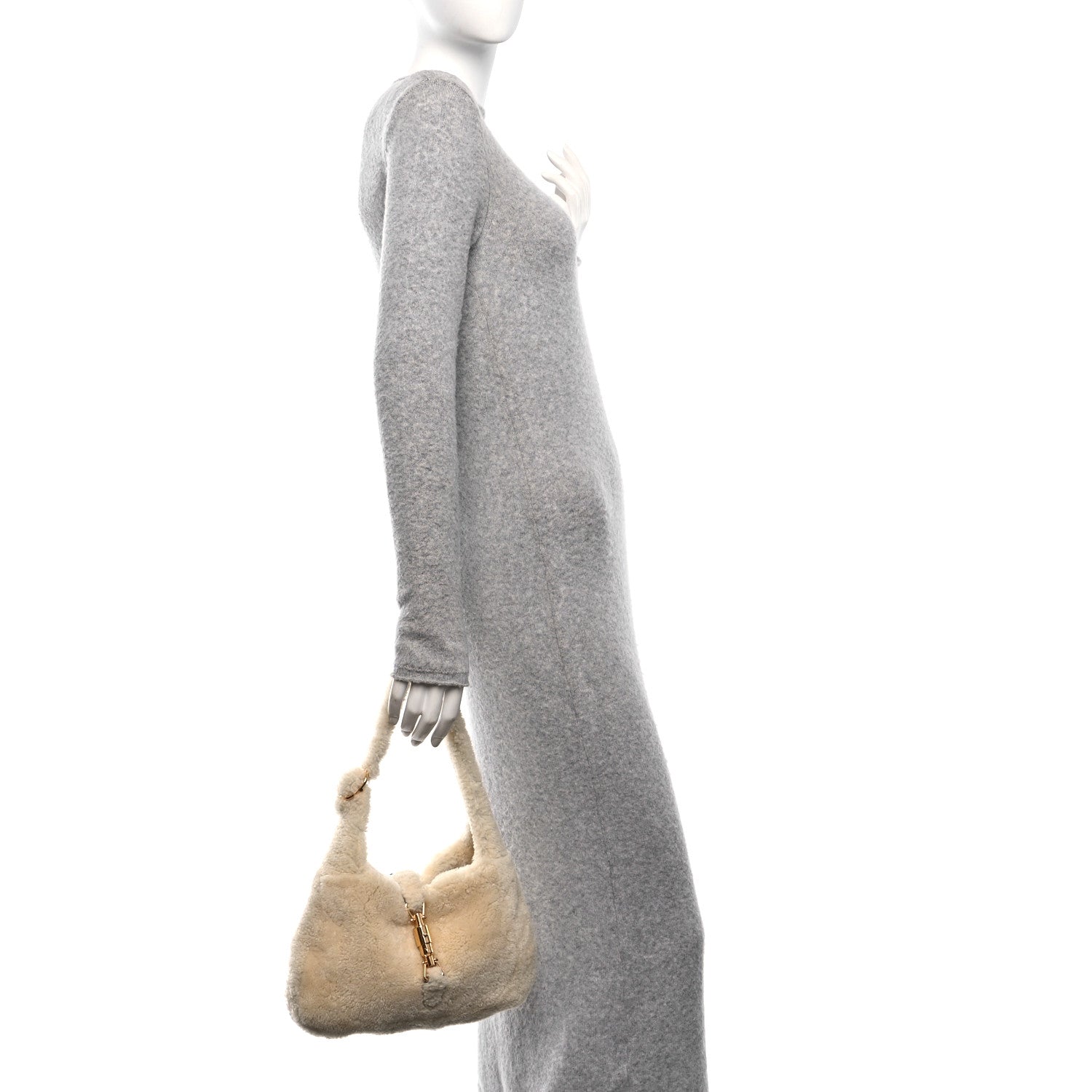 Gucci Shearling Small Jackie 1961 Shoulder Bag Ivory 2 of 10