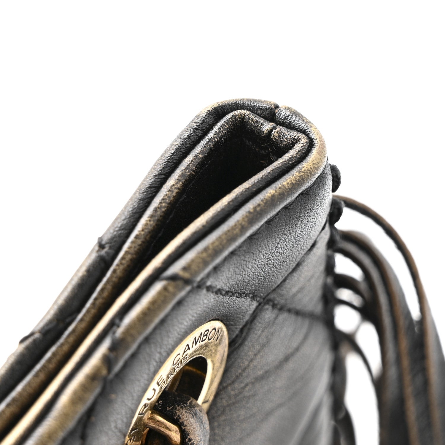 Chanel Calfskin Quilted Into The Fringe Hobo Black Gold 14 of 15