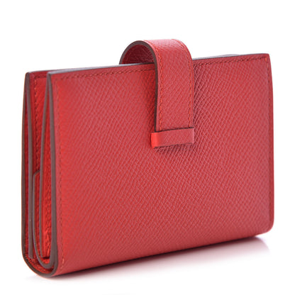 Hermes Epsom Bearn Card Holder Wallet Rouge Tomate 3 of 7