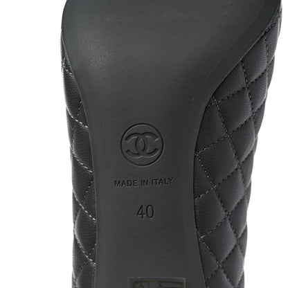 Chanel Lambskin Quilted Camellia Pumps 40 Grey 6 of 7