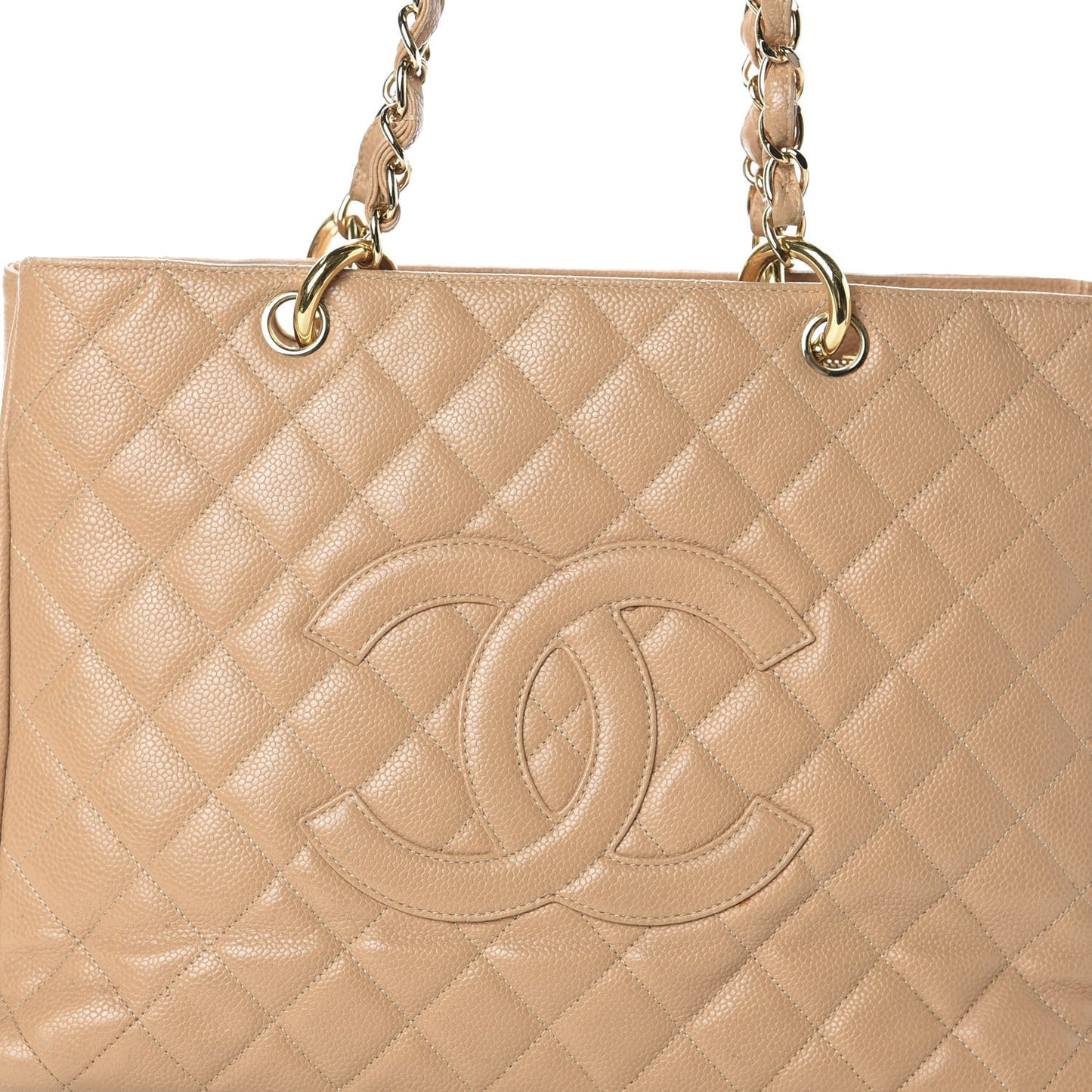 Caviar Quilted Grand Shopping Tote GST Beige