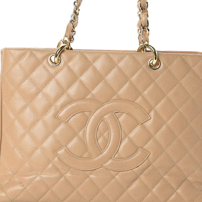 Chanel Caviar Quilted Grand Shopping Tote GST Beige 8 of 15