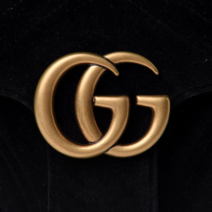 Gucci Velvet Matelasse Small GG Marmont Shoulder Bag Black 11 of 12