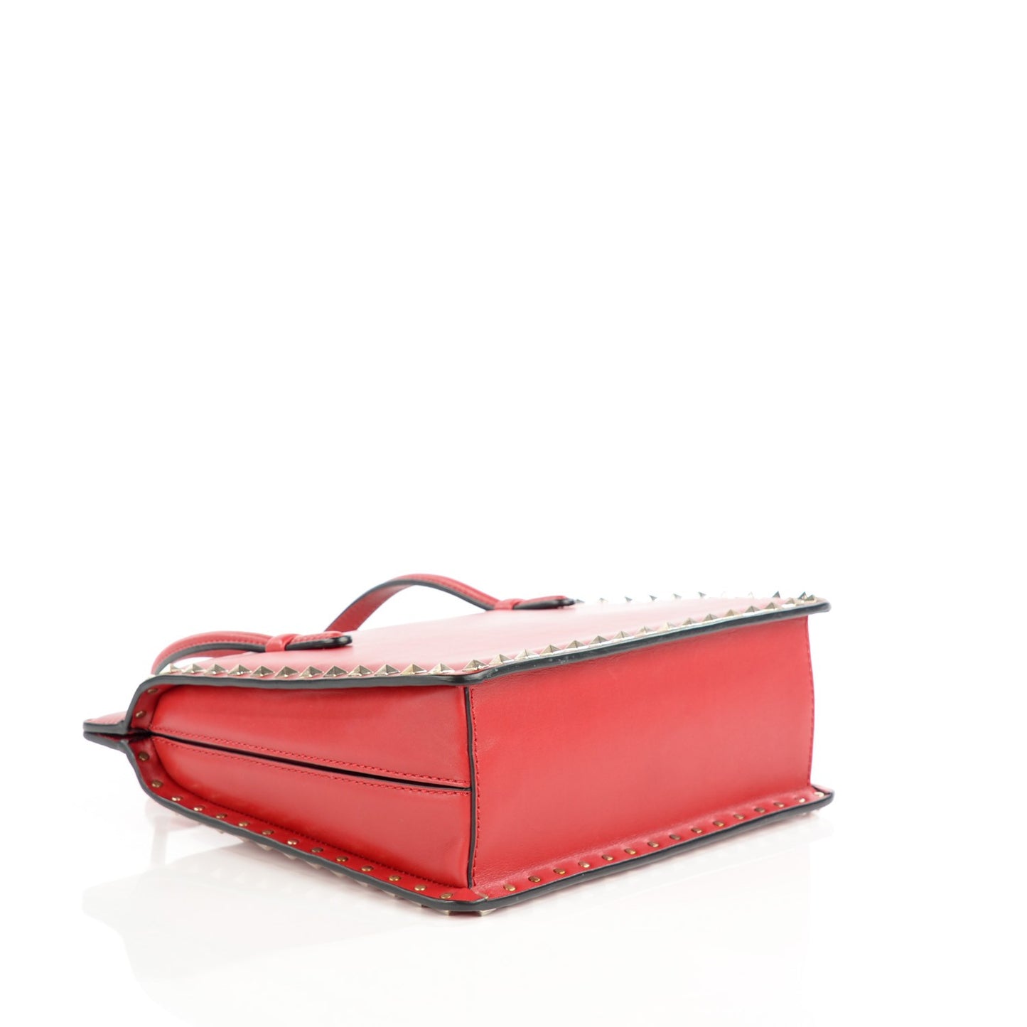Vitello Rockstud Top Handle Bag Red