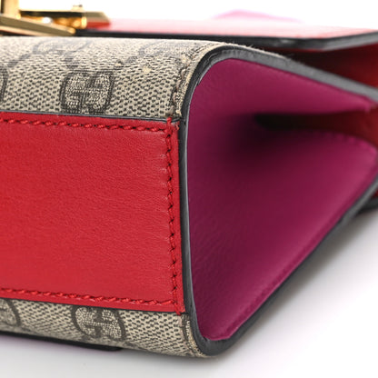 Gucci GG Supreme Monogram Calfskin Small Padlock Shoulder Bag Beige Hibiscus Red New Rosette 9 of 12