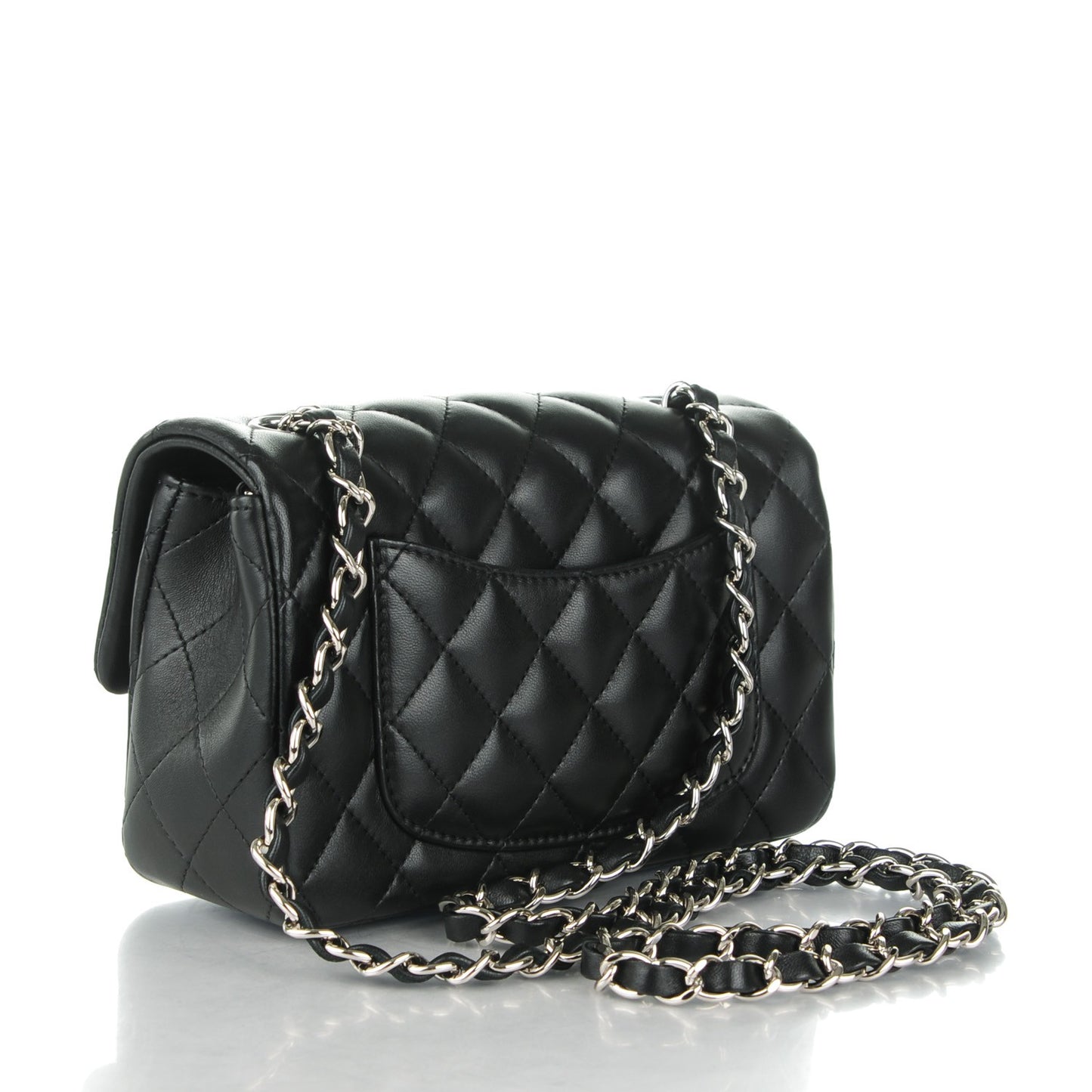 Lambskin Quilted Mini Rectangular Flap Black