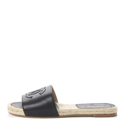 Chanel Lambskin CC Espadrille Slip On Sandals 36 Black 1 of 7