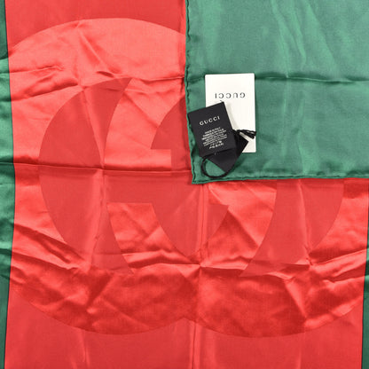 Gucci Silk Logo Square Scarf Green Red 2 of 3