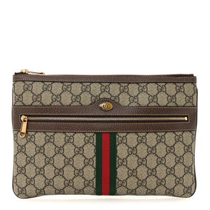Gucci GG Supreme Monogram Large Ophidia Pouch Clutch Brown 1 of 10